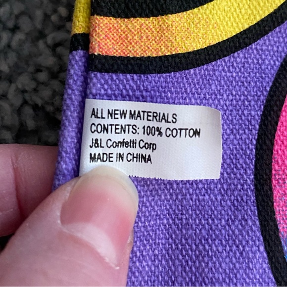 NWT Bunk Junk Neon Multicolor Smiley Face Medium Size Retro Colorful Tote Bag - Picture 2 of 15